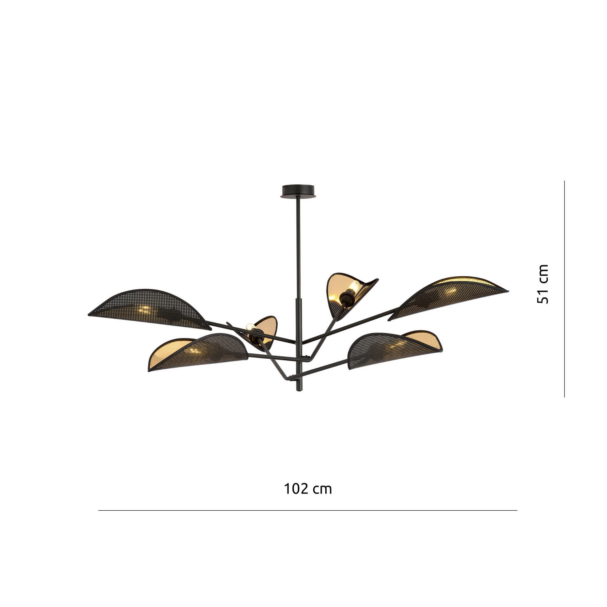 Lampa wisząca Vene czarno-złota 6xE14x10W do salonu wym: 51 x 102 cm metal Emibig - 4