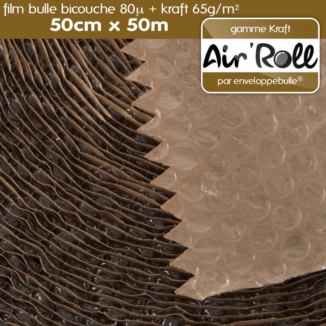 1 Rouleau de film bulle d'air largeur 50cm x longueur 50m - gamme Air'Roll KRAFT - 4