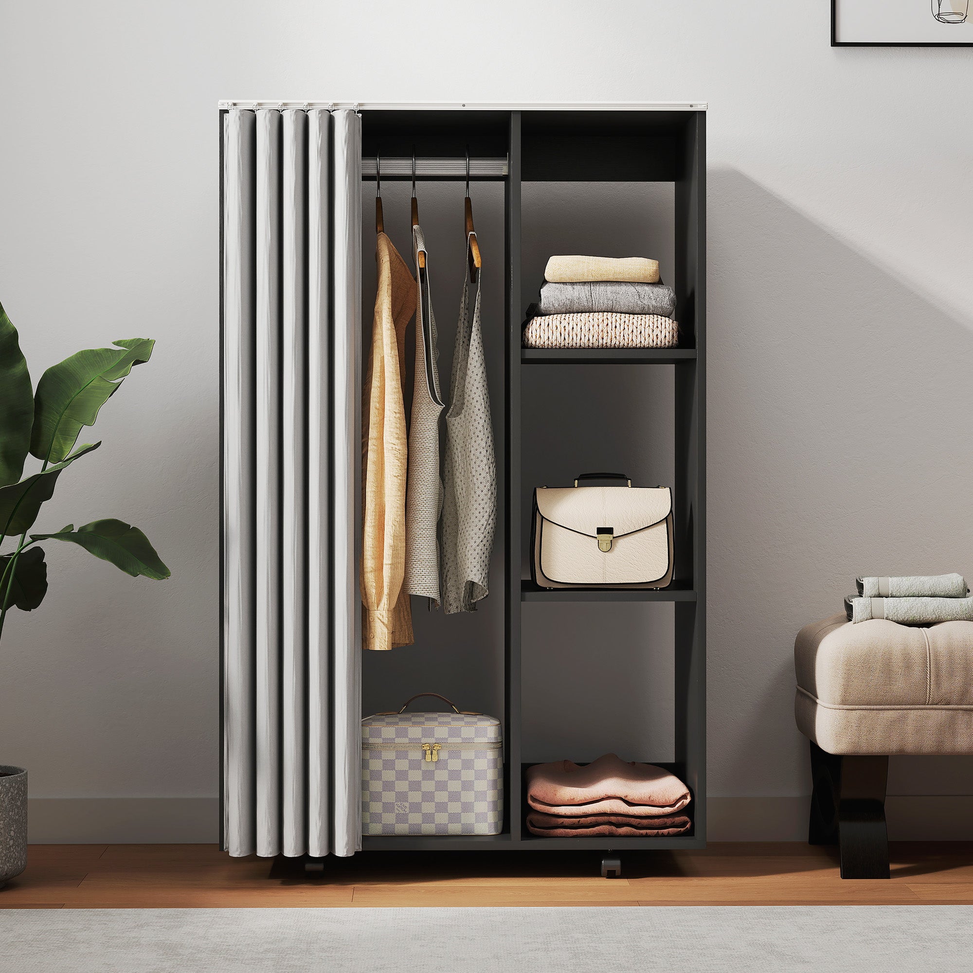 Armoire de vêtement mobile panneau de particules HOMCOM - 8