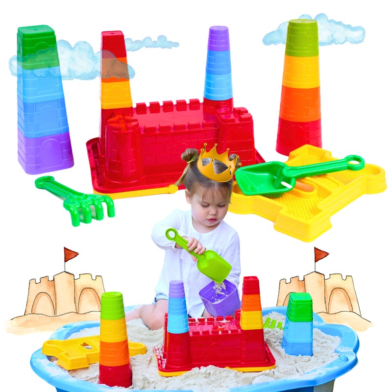 Duży Zestaw Zamek Forteca Foremki Do Piasku Ogrodu 4647