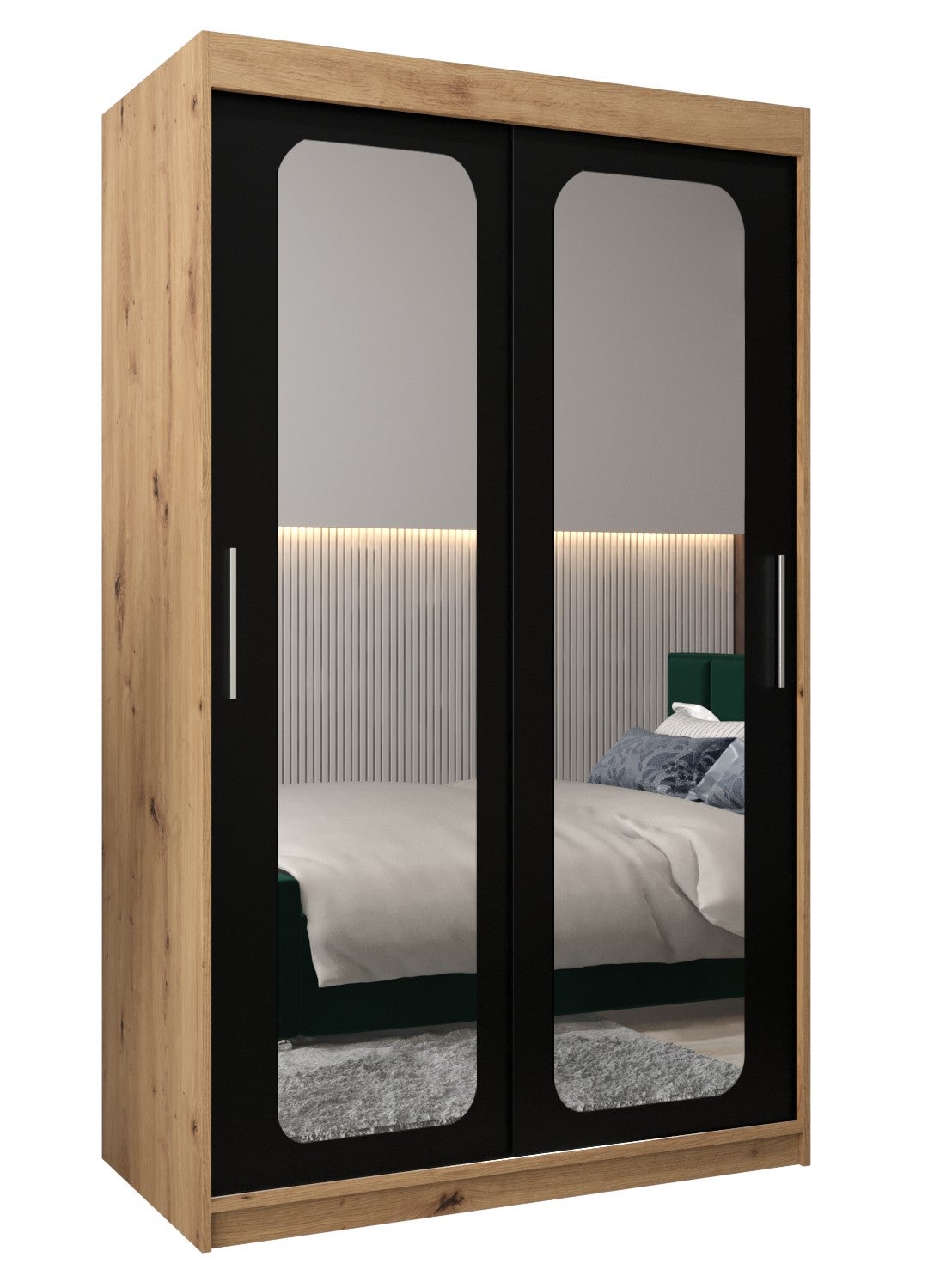 Szafa przesuwna garderoba PROMO T3 120 x 62 x 200 cm Artisan + Czarny - Abiks Meble