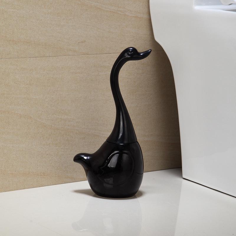 Zestaw szczotek do WC w kształcie łabędzia Forme De Cygne, designerska szczotka do toalety z uchwytem, do łazienki (czarny)