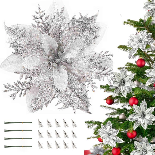 Alupssuc 24 Stelle Di Natale Artificiali Glitterate, 3 Stili Alupssuc 24 Stelle Di Natale Artificiali Glitterate, 3 Stili