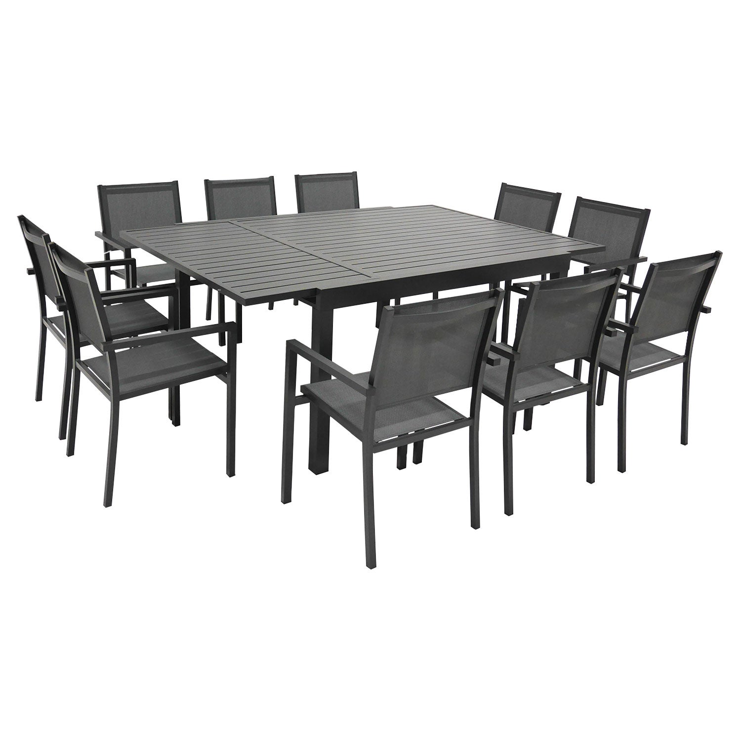 Salon de jardin 10 places gris et aluminium anthracite extensible VENEZIA - 2