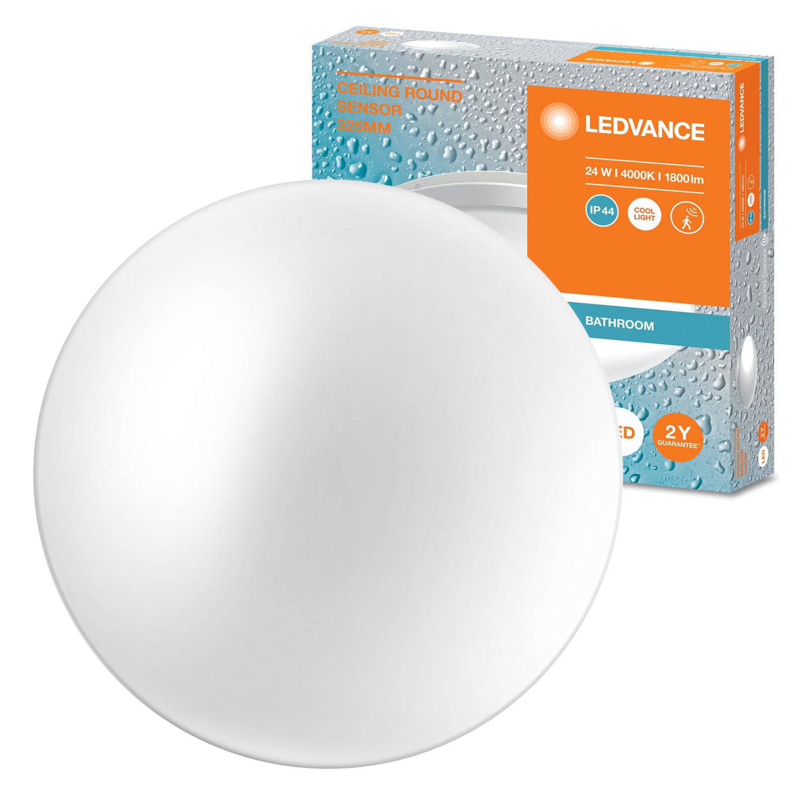 Plafon LED Ledvance Lampa Sufitowa Natynkowa 24W 1800lm 4000K Neutralna IP44 Biały z Czujnikiem Dźwięku