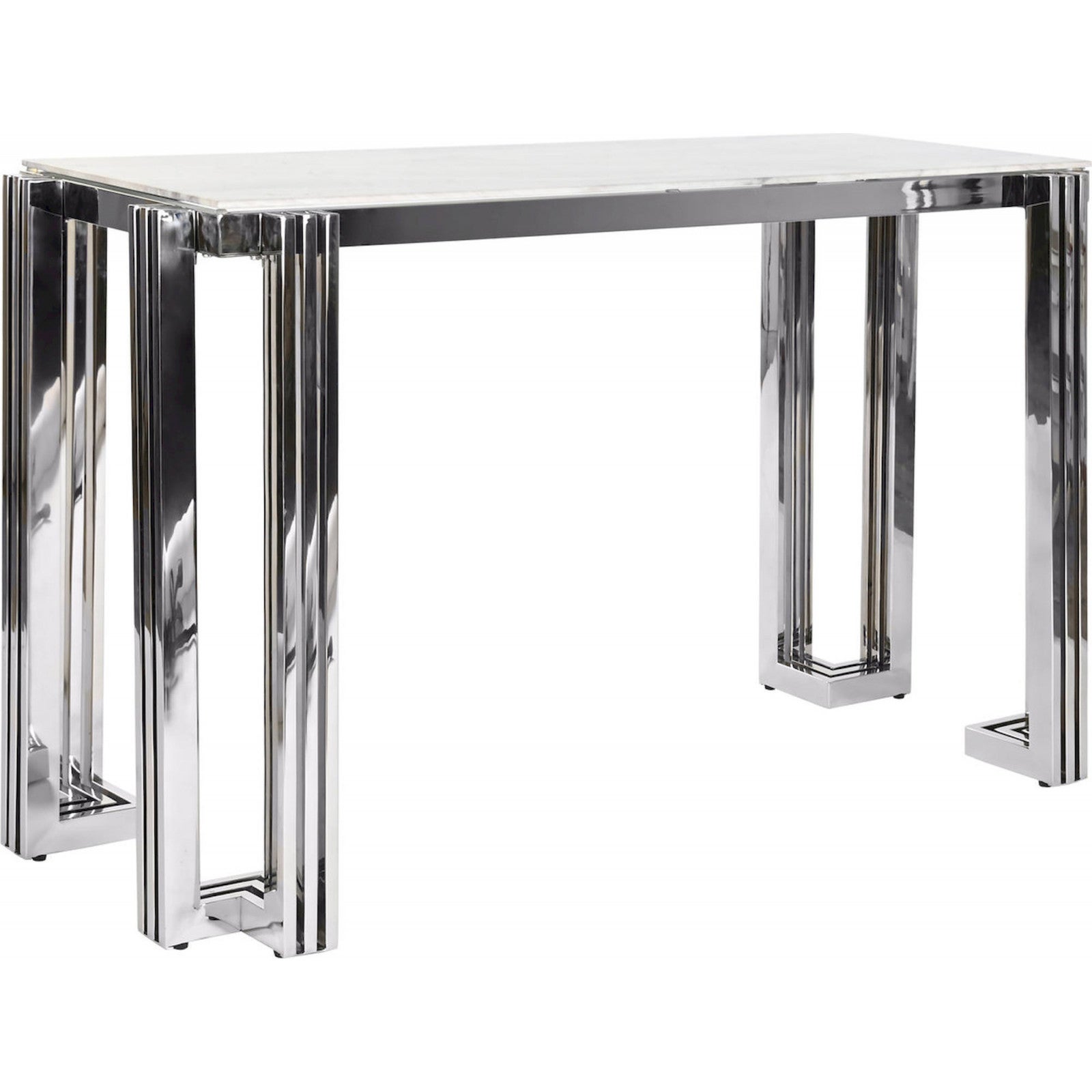 Console design en verre et en métal argent l120 - romy