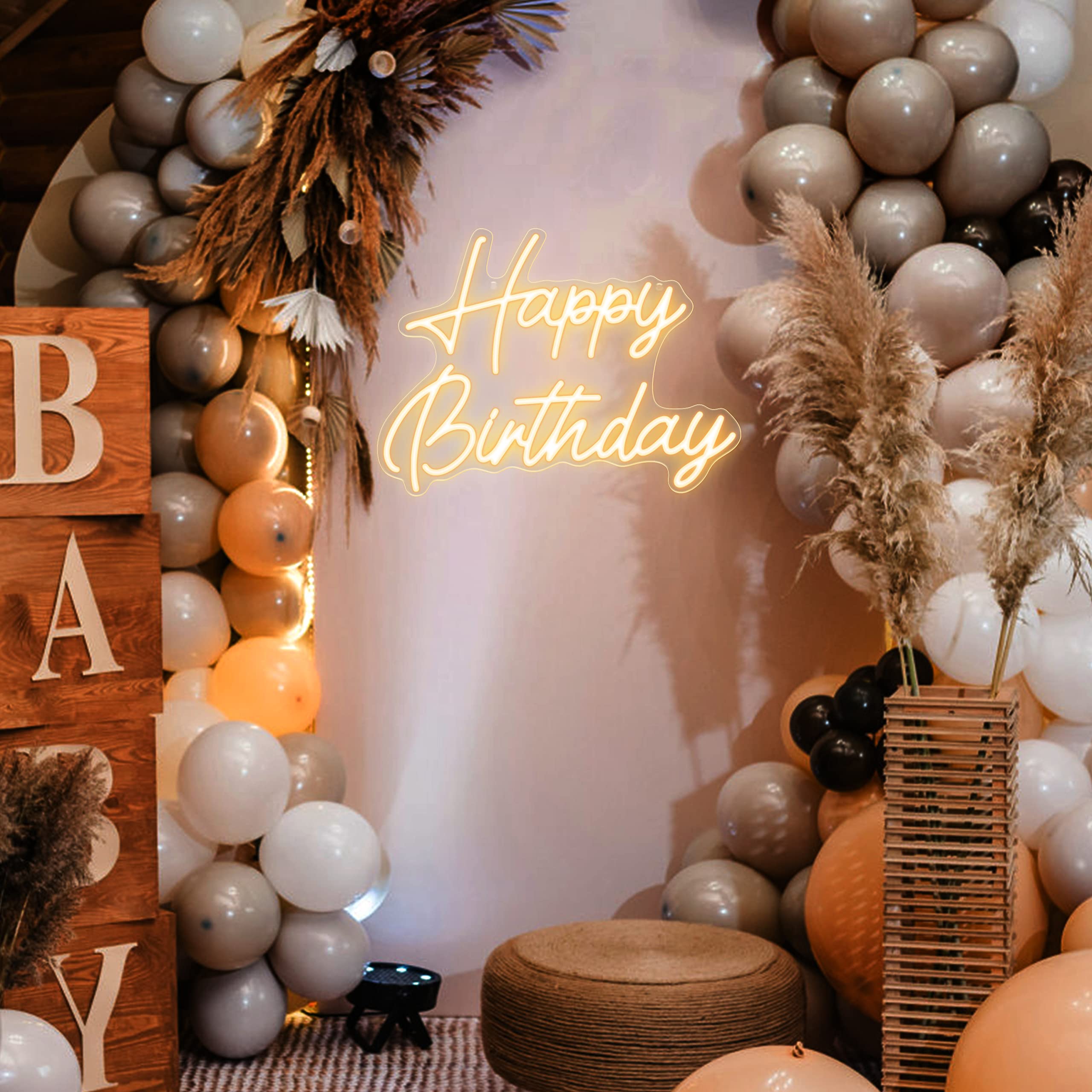 Panneau lumineux « Joyeux anniversaire » 42 x 31 cm, pour toile de fond avec variateur d'intensité, décoration de fête (blanc chaud) - 6