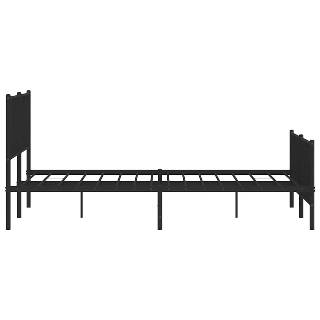 Estructura de cama sin colchón con estribo, de metal negro, para dormitorio, 193 × 203 cm - 7