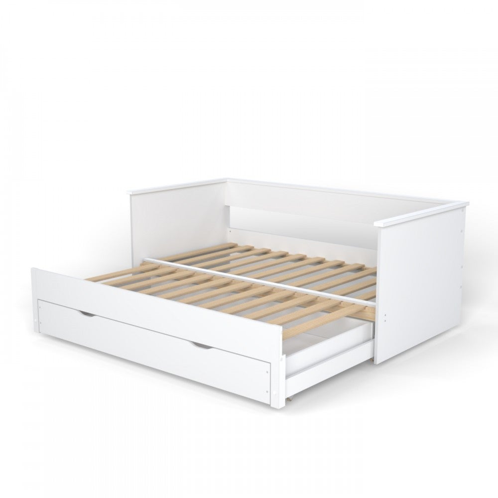 Lit banquette extensible 80x200 tiroir et sommiers inclus Alice Blanc - 5