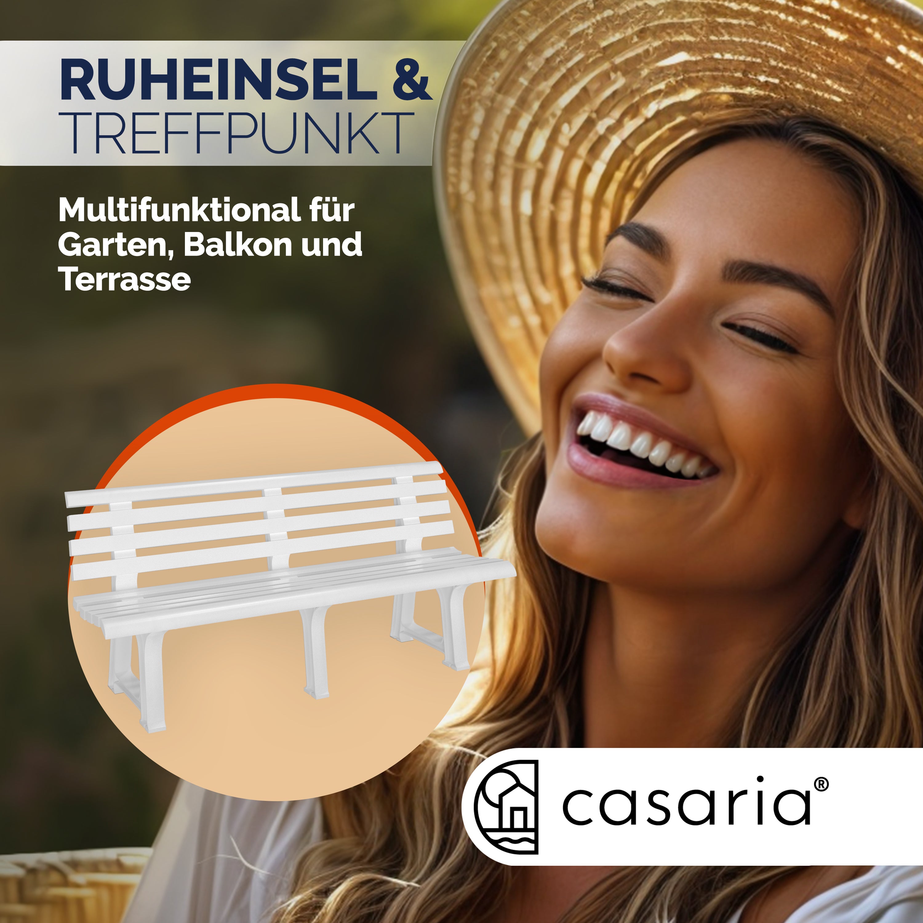 Casaria Banc de Jardin Orchidea blanc 3 places banc d'extérieur en plastique banquette 145x49x74 cm Jardin terrasse parc - 7