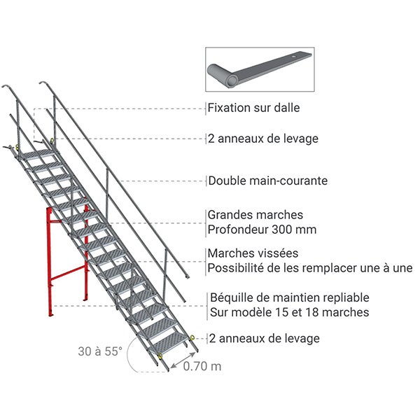 Escalier 9 marches - Hauteur à franchir max. 2.16m - SAFETY-STAIRS/9 - 6