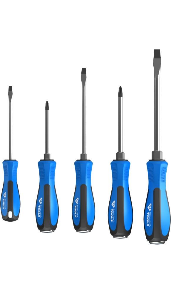 BRILLIANT TOOLS BT031020 Serie di giraviti con calotta di percussione, 5 pz, a intaglio, PH Phillips [Powered by KS TOOLS]