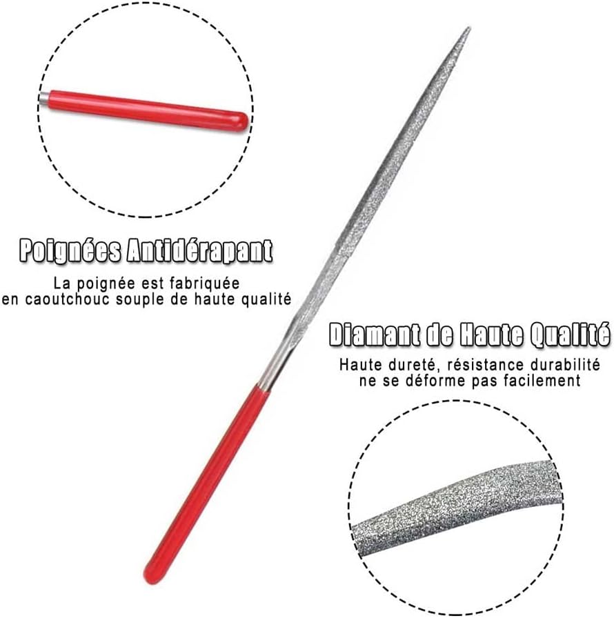 Set di 10 lime ad ago, set di lime diamantate, lime per riparazione, lime per modellazione, mini lime in metallo, utensili per la lavorazione del legno e della metallo (nero