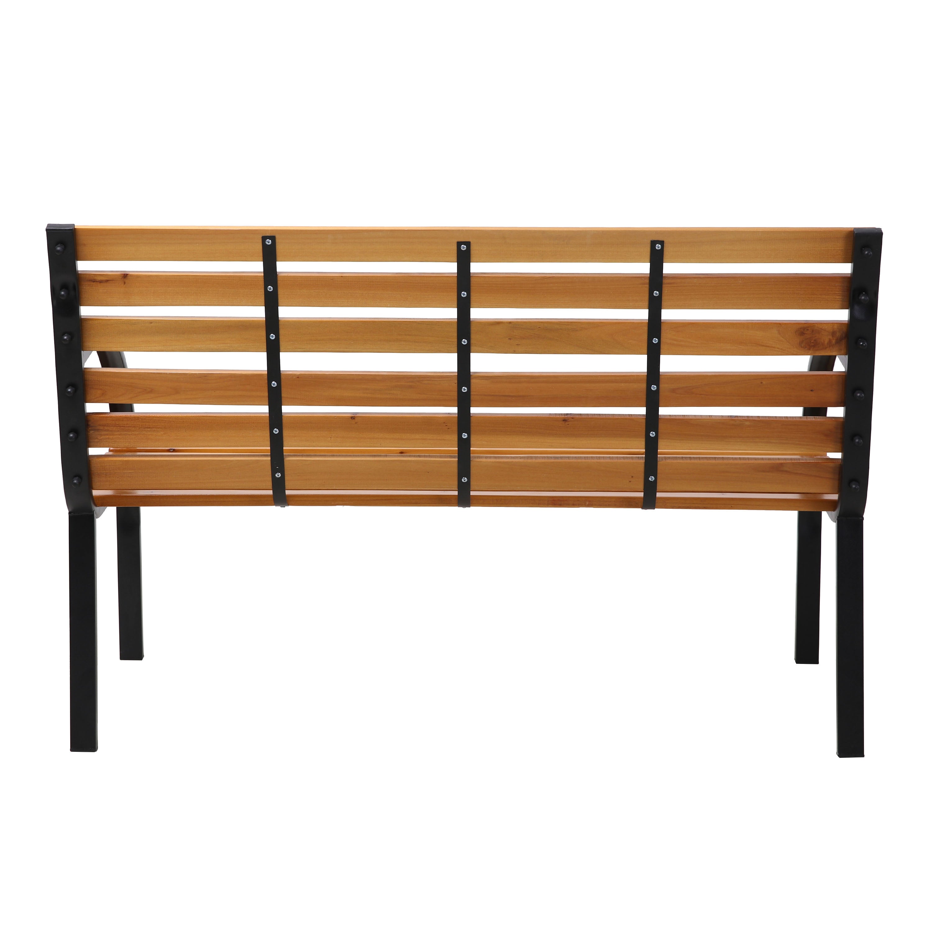 AXI Otis Banc de Jardin Bois - 122x60x83 cm - Structure Acier Noir Mat - Bois de Cèdre - 2 Places - Extérieur ou Intérieur - Banquette Extérieur - 2