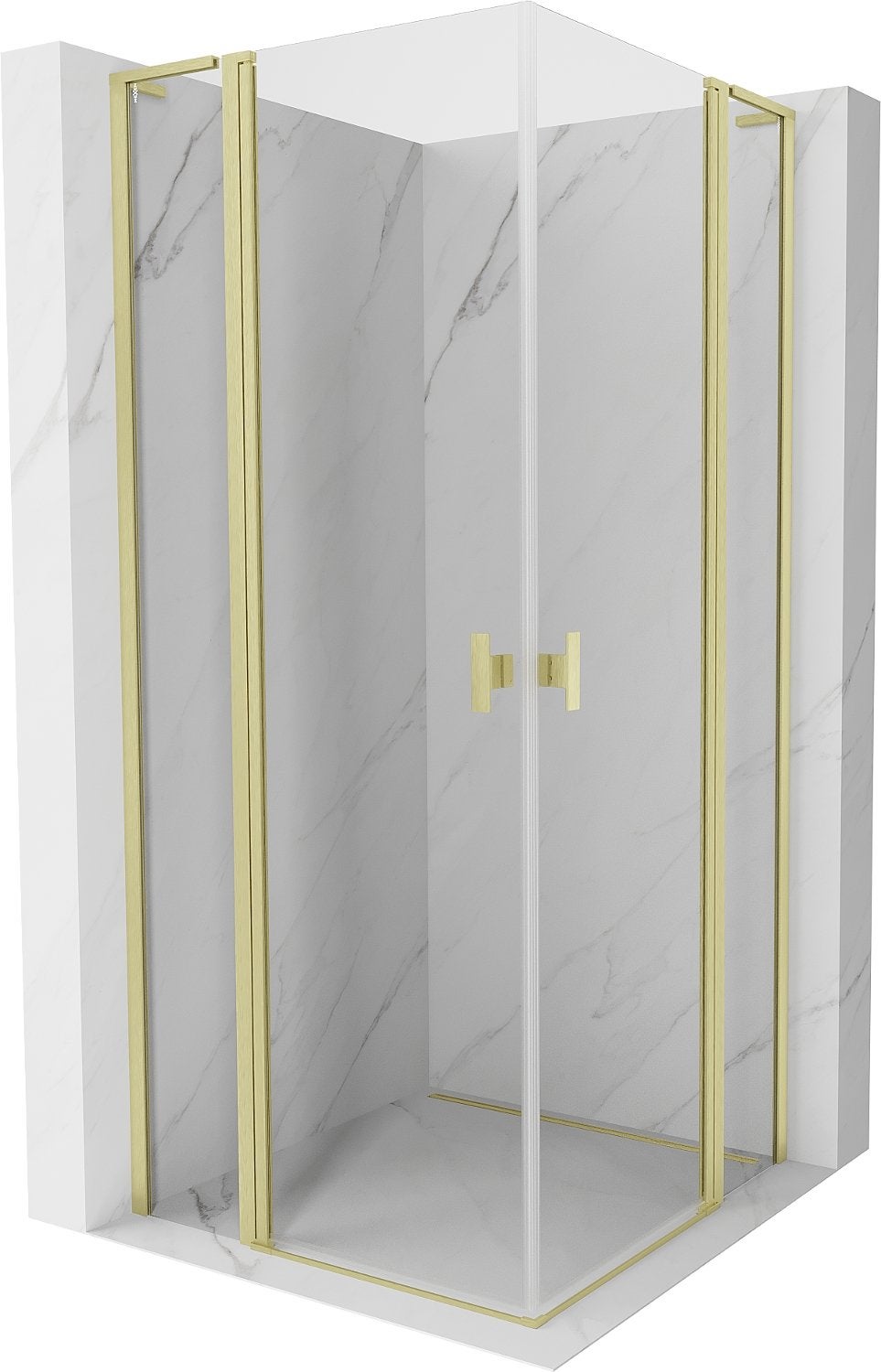Mexen Mist L Duo kabina prysznicowa uchylna 95 x 95 cm, transparent, złota szczotkowana - 8A4L-095-095-55-00
