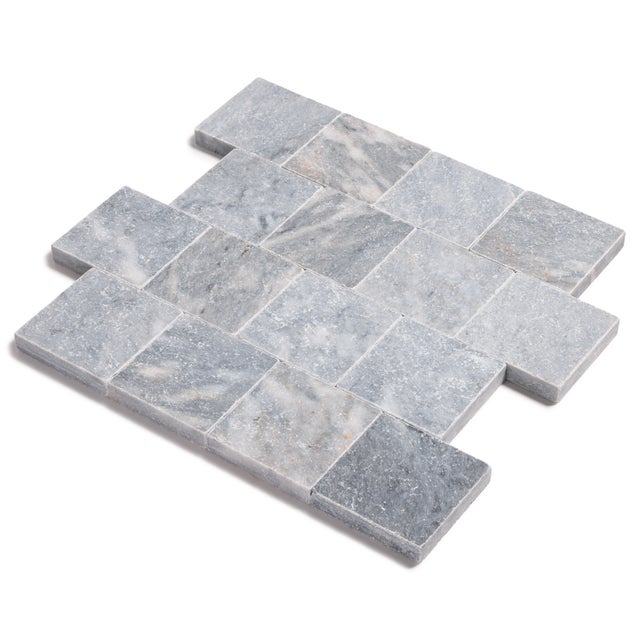 Pavé Pierre d'Adana Gris Bleu Clair 15,25x15,25x3-3 cm (vendu au m² - 42 pavés/m²) - RO'MA NATURE