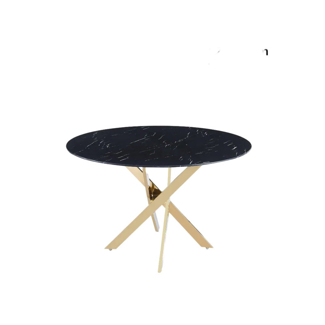Table a manger ronde JESSICA Gold XXL 120 cm 4 couverts effet marbré ...
