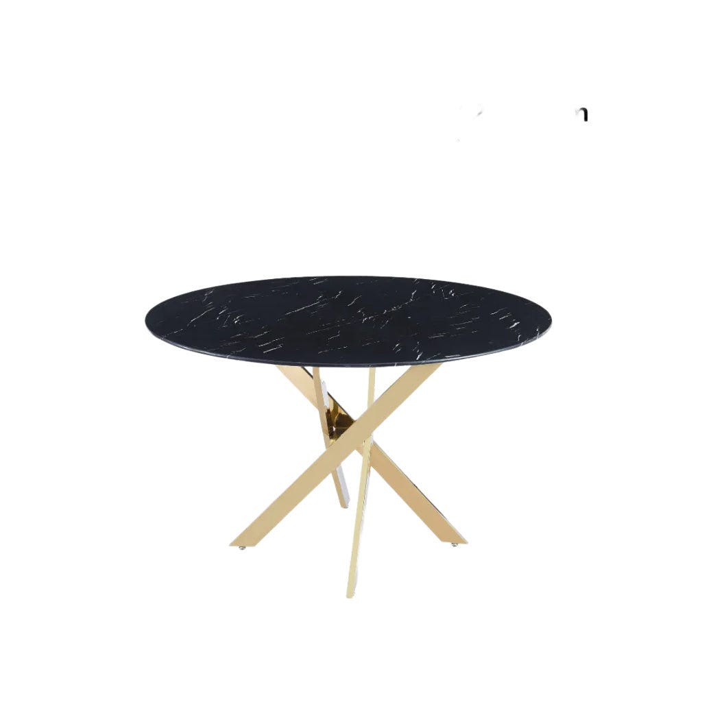 Table a manger ronde JESSICA Gold XXL 120 cm 4 couverts effet marbré ...