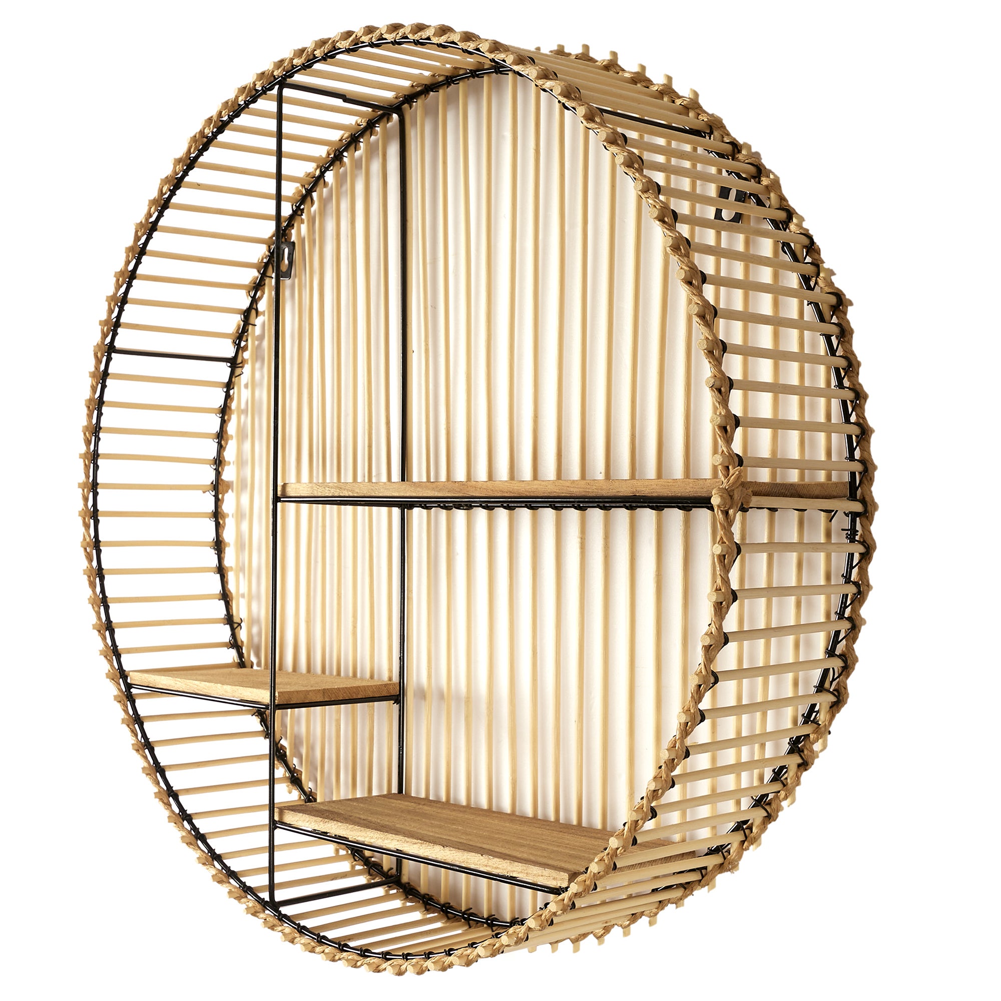 Etagere - Home Deco Factory - Java - Ronde - Compartimentée - Noir Et Beige - 2