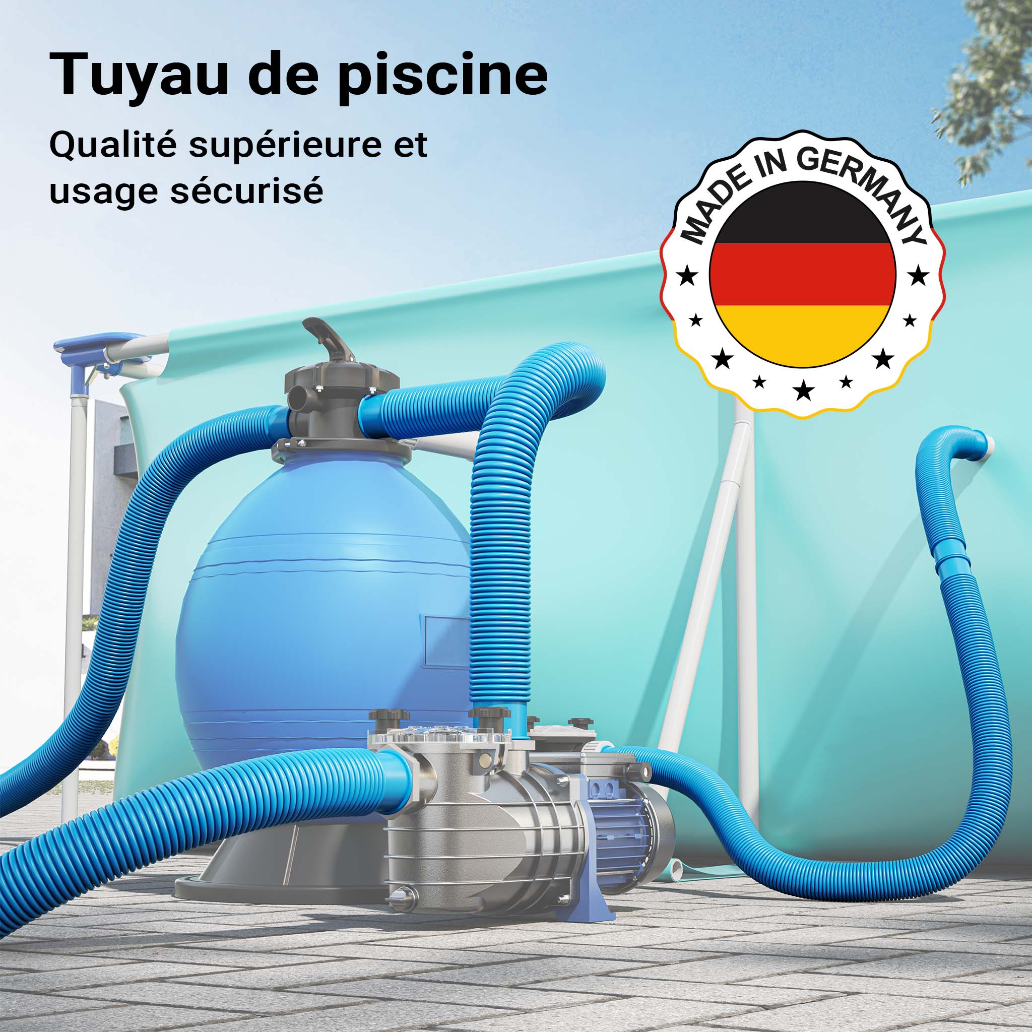 Tuyau Piscine Solaire Wiltec 12m X 38mm - Boyau Chauffage Solaire Flottant Préformé Made In Europe