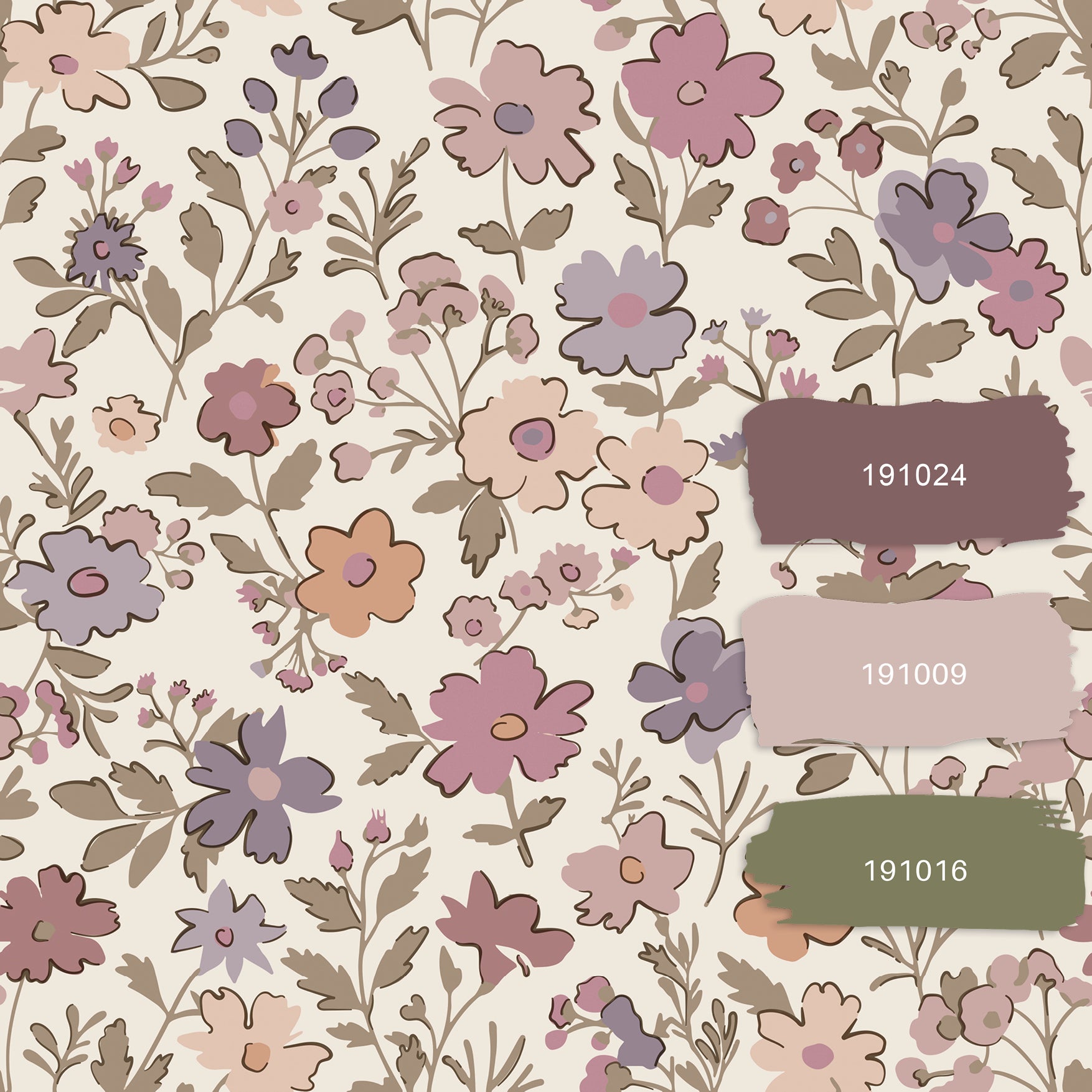 Papier peint fleurs violet, rose et blanc - 53 cm x 10.05 m - ESTAhome - 7
