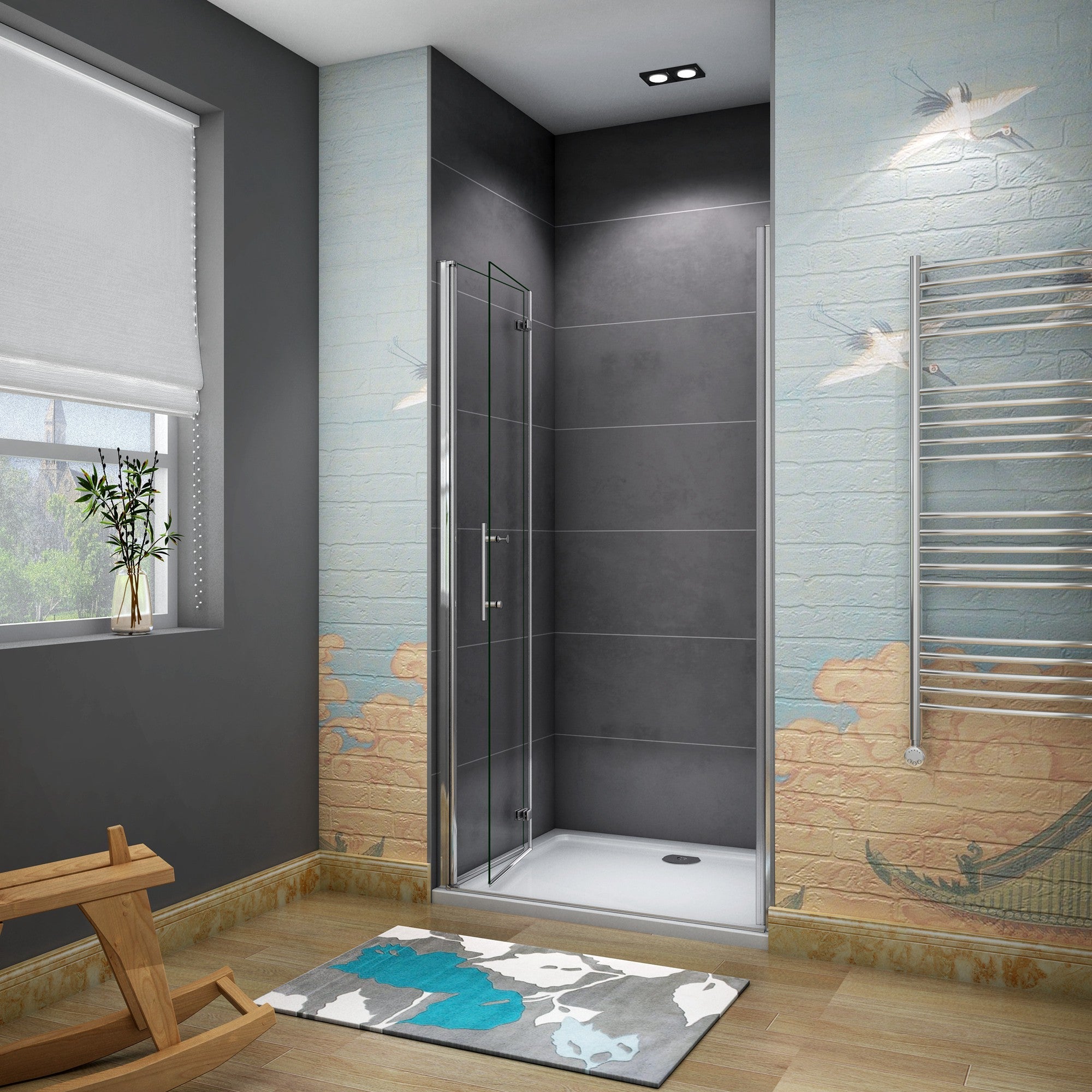 90x185 cm Porta Doccia Per Nicchia Pieghevole-Battente a Libro In Vetro Da 6mm Temperato Trasparente Anticalcare - 3