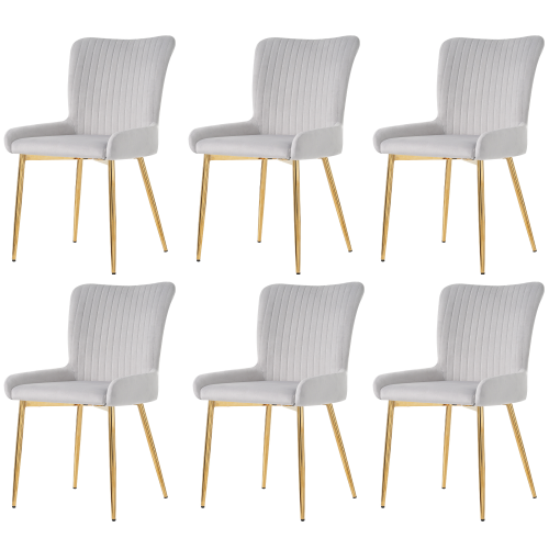 Set Di 6 Sedie Da Pranzo In Velluto, Lussuose, Lounge Con Quattro Gambe Dorate 94555276