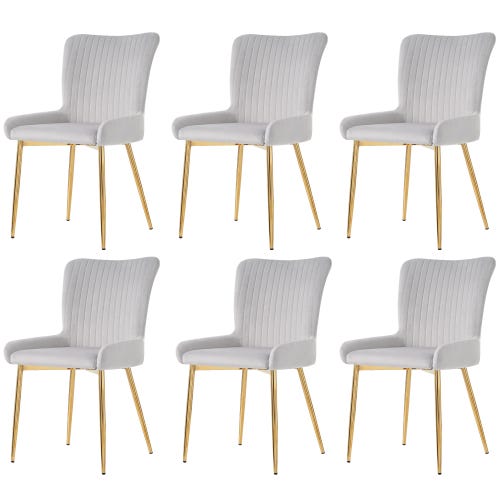 Set Di 6 Sedie Da Pranzo In Velluto, Lussuose, Lounge Con Quattro Gambe Dorate 94555276 Set Di 6 Sedie Da Pranzo In Velluto, Lussuose, Lounge Con Quattro Gambe Dorate 94555276