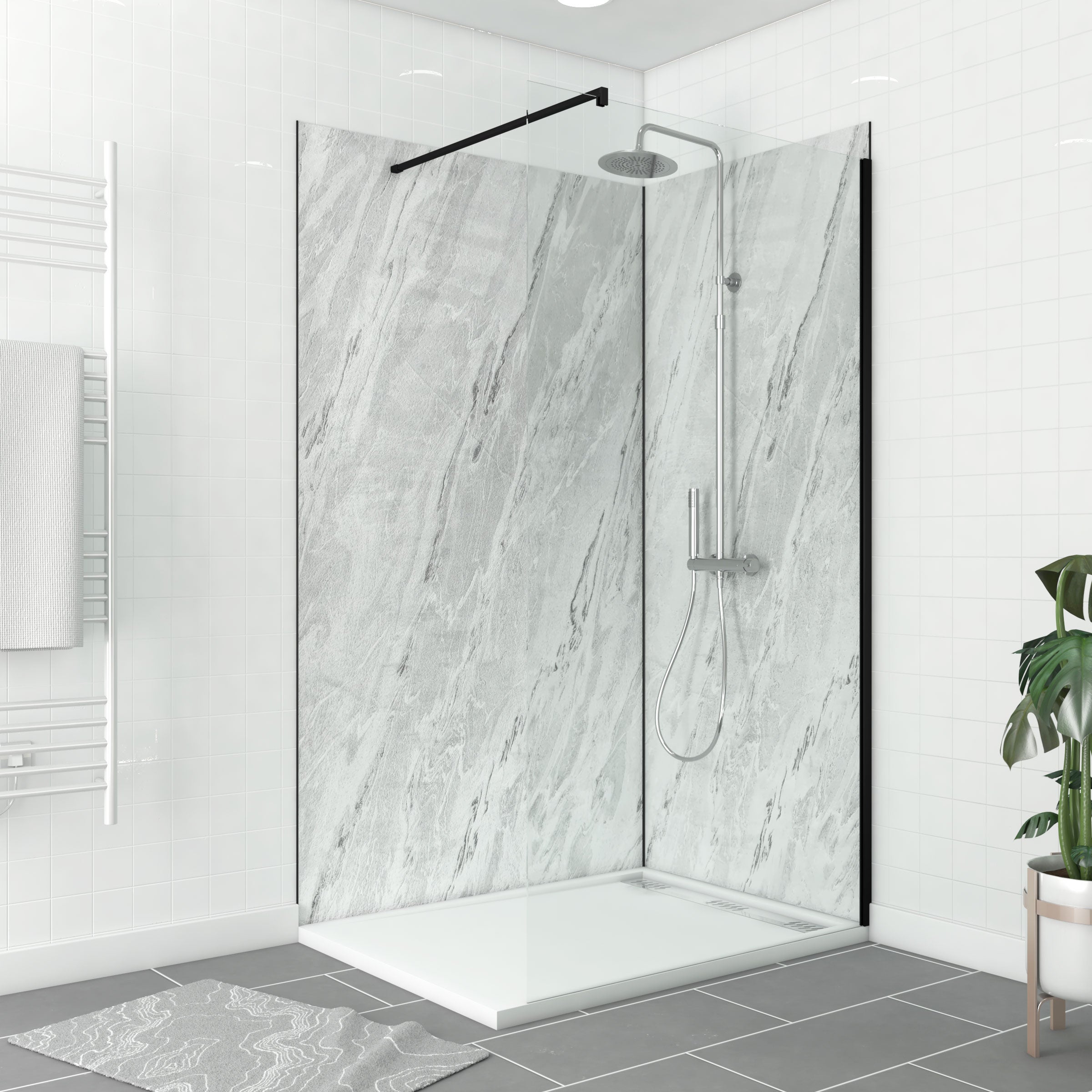 Pack de 2 Panneaux Muraux Pierre Artic Storm 90+120x210 cm avec Profilés NOIR MAT - STONE'IT - 5