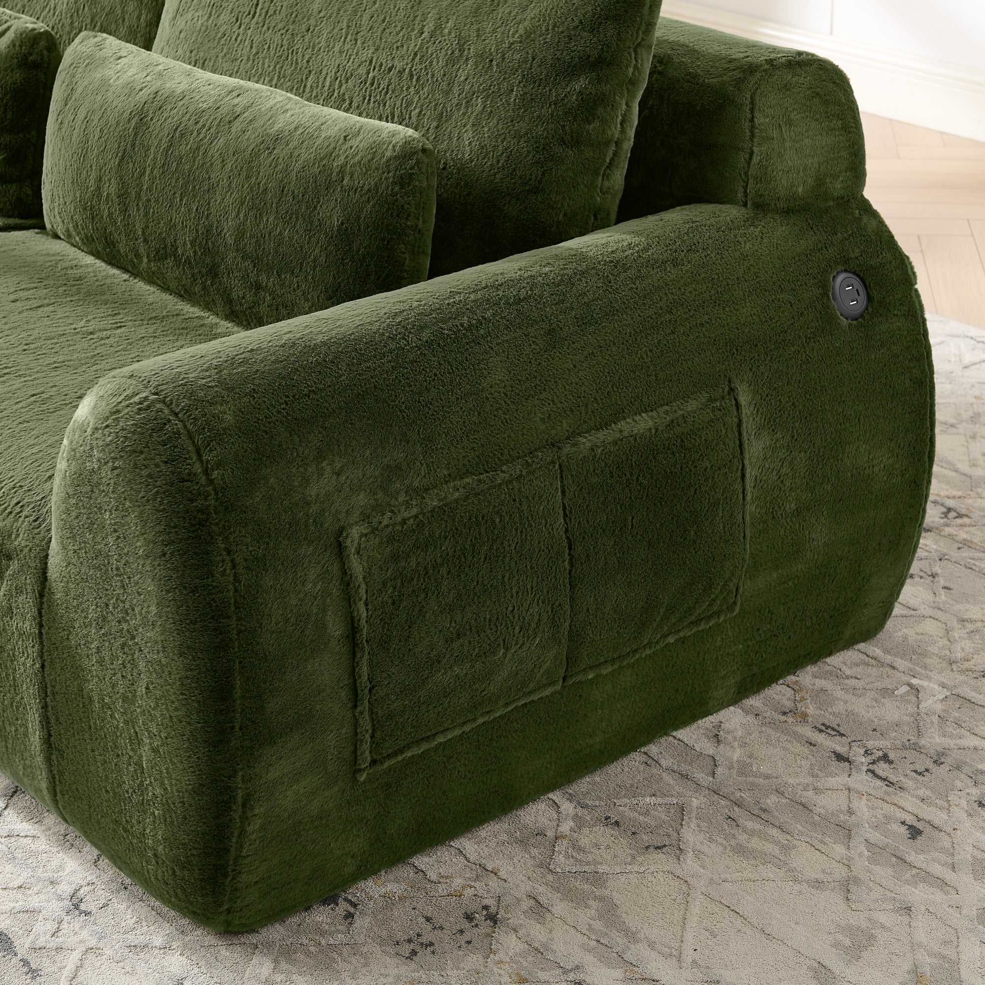 Canapé 2 places, canapé compressé 208x101x81 cm avec port USB et poche latérale, vert - 6