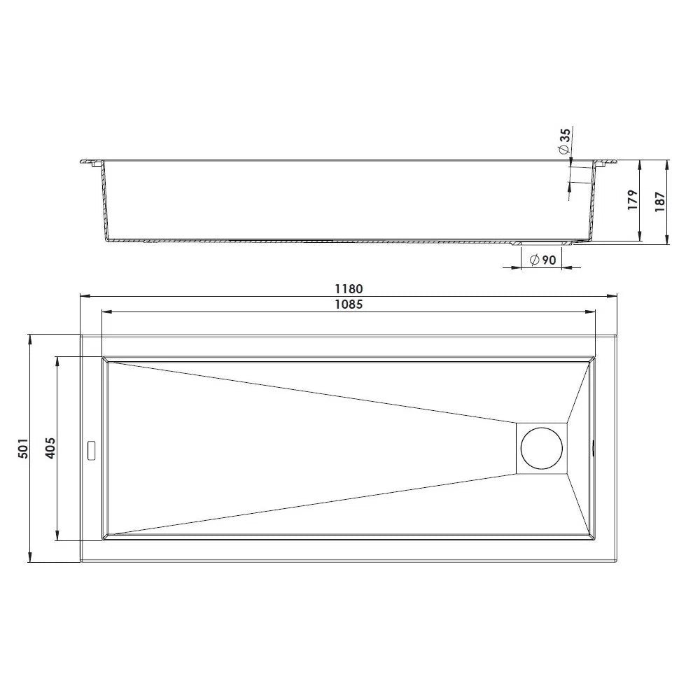 Évier cuisine à encastrer 1 grand bac DRAKKAR CAREA en Minéral 118 x 50 cm Blanc - 4