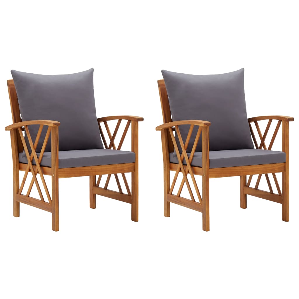 Lot de 2 Chaise de jardin avec coussin VIDAXL en Bois Gris - 9