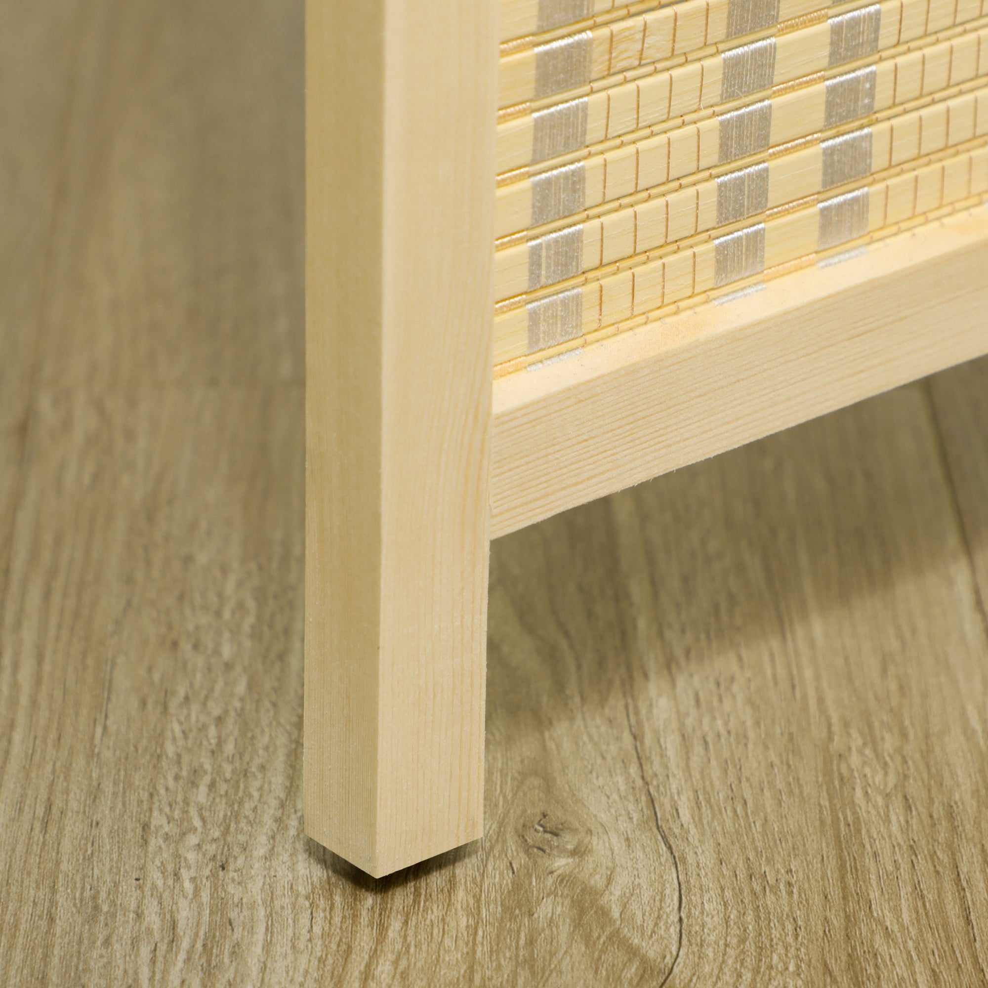 Paravent conçu en bois séparateur de pièce closion de séparation pliable 4 panneaux 180 x 180 centimètres naturel - 9
