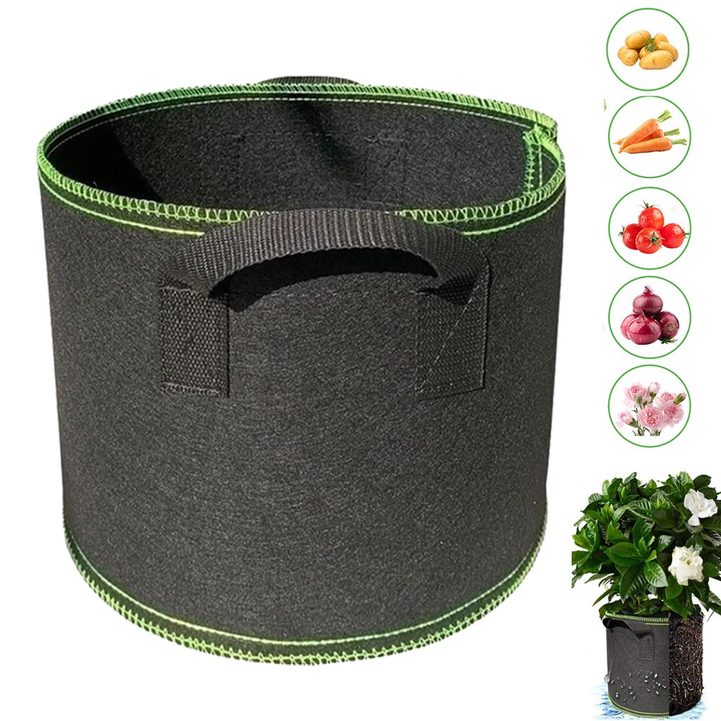Worek do uprawy warzyw/kwiatów/roślin o pojemności 7 galonów, przewiewna doniczka z tkaniny z uchwytami, 1 wytrzymały worek do uprawy roślin, 35x28 cm
