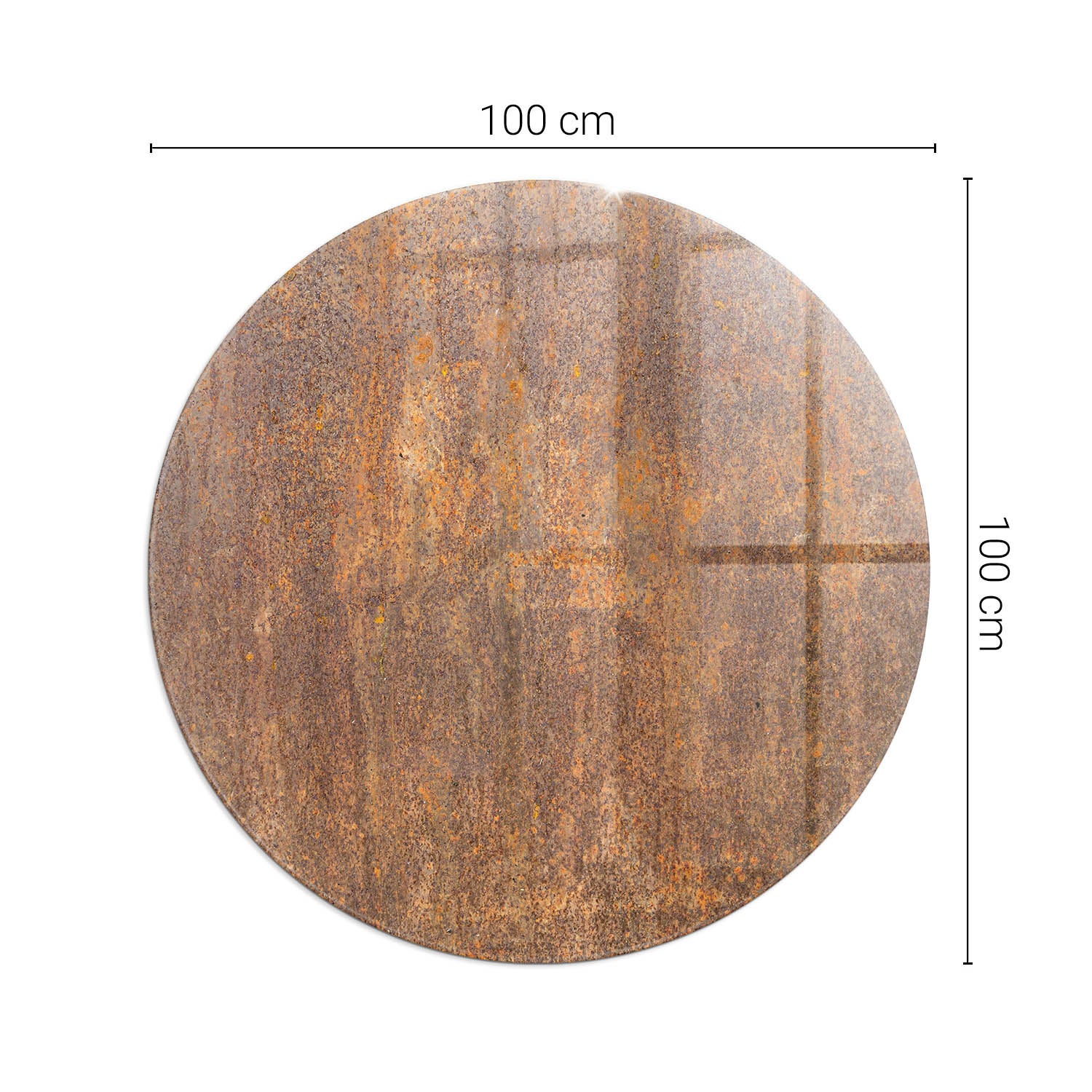 Duża szklana ochronna podkładka pod piec - fi 100 cm - Tekstura rdzy na metalu - TULUP - 2