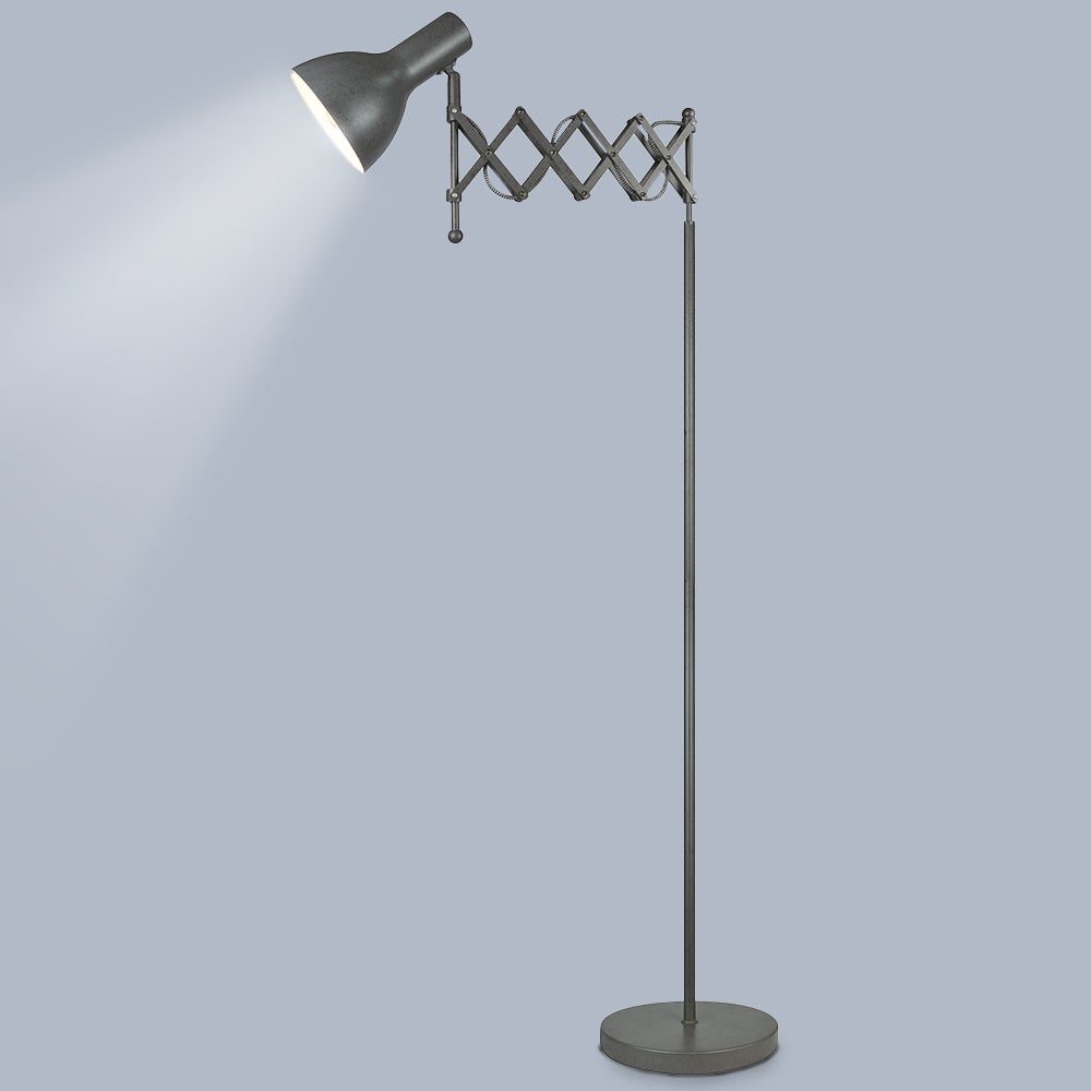 Lampadaire à Bras Articulé Réglable 180° - Style Milieu Du Siècle, Abat-jour En Lin, Pour Salon, Chambre Ou Bureau