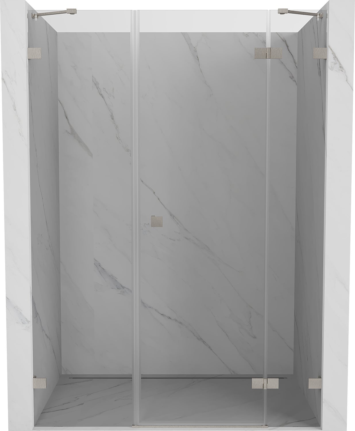 Mexen Lunar drzwi prysznicowe uchylne prawe 135 cm, transparent, nikiel szczotkowany - 834S-135-050-97-00-P