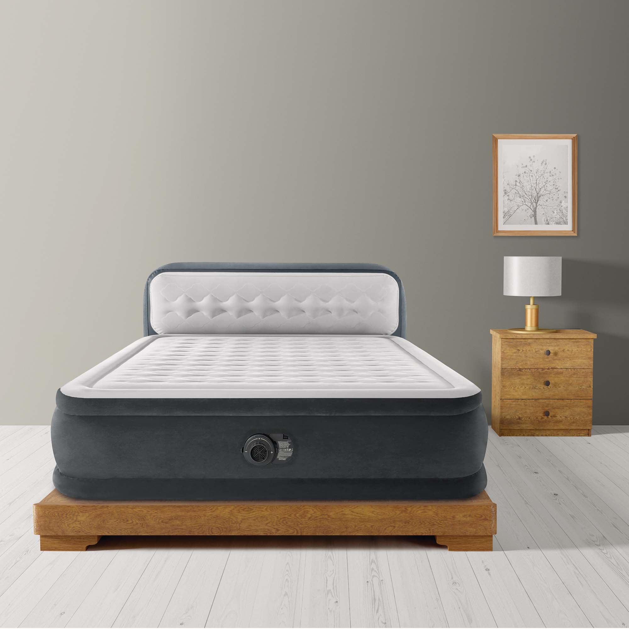 Matelas gonflable Dura-Beam Ultra Plush Headboard - Intex 64448ND, avec pompe électrique intégrée, PVC, Multicolore, 152x236x86 cm - 10