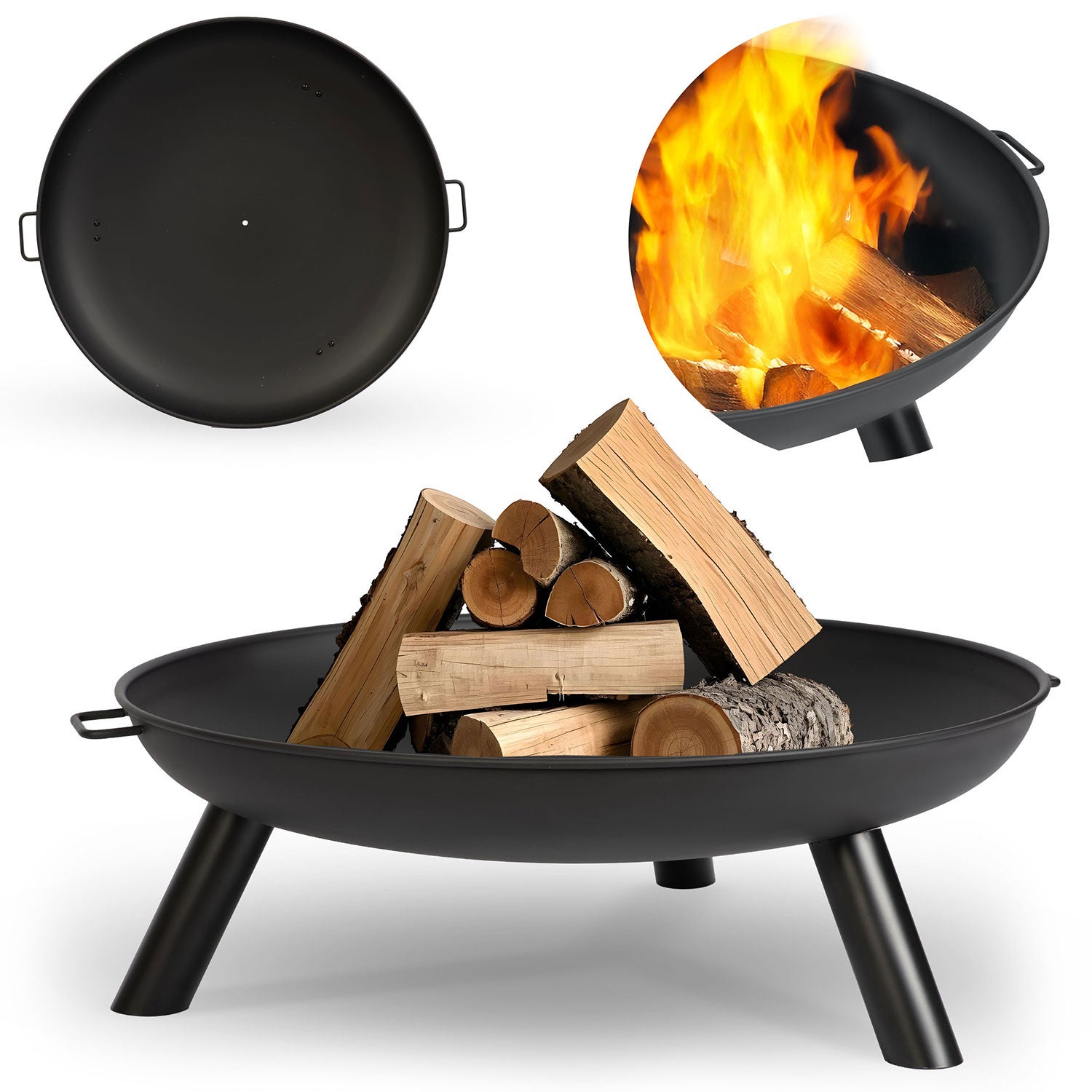 Palenisko ogrodowe Berdsen BD-882 80cm z uchwytami duże solidne stalowe ognisko grill