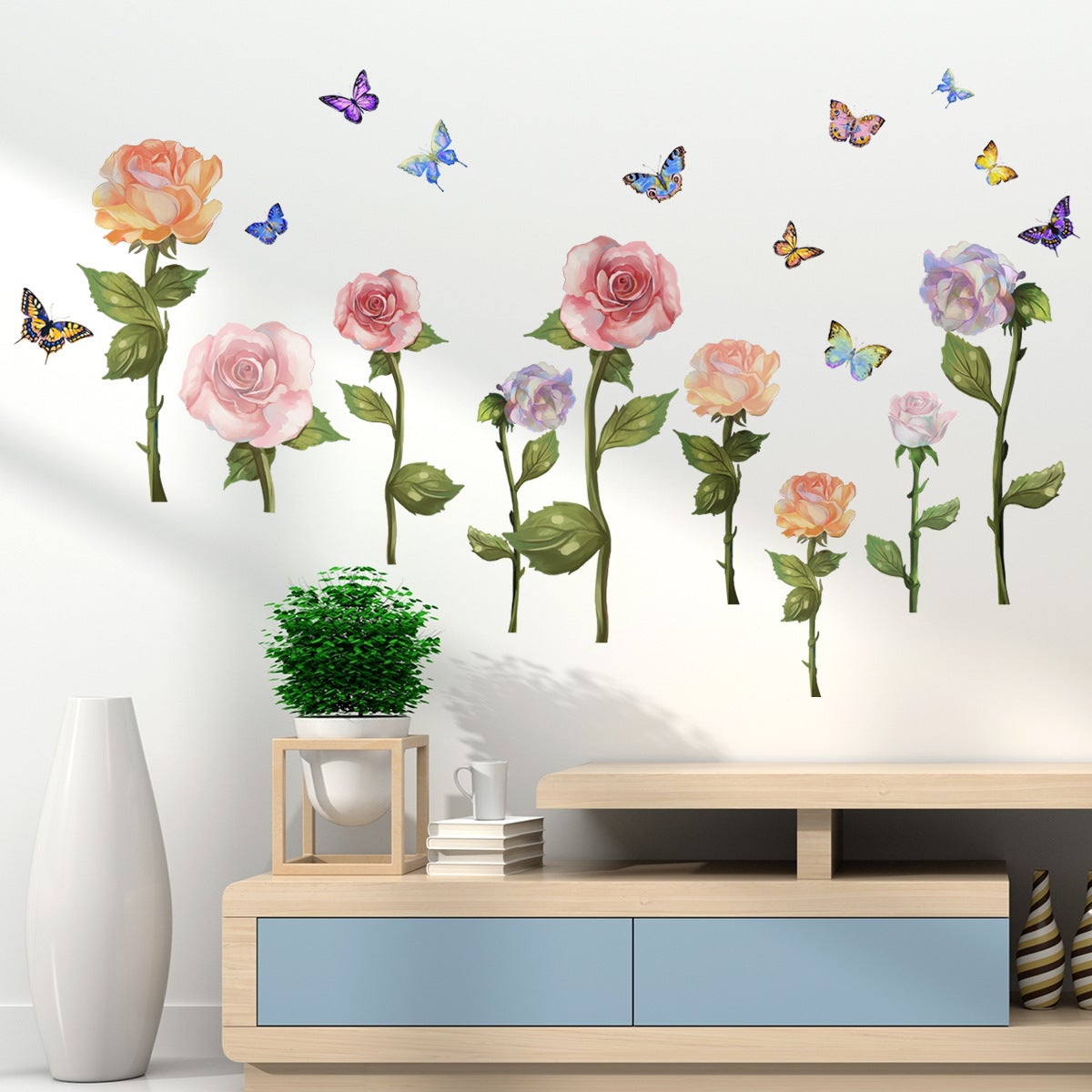 Sticker Mural Wandaro - Autocollant Fleurs Et Oiseaux - Décoration Salon/chambre - DL574