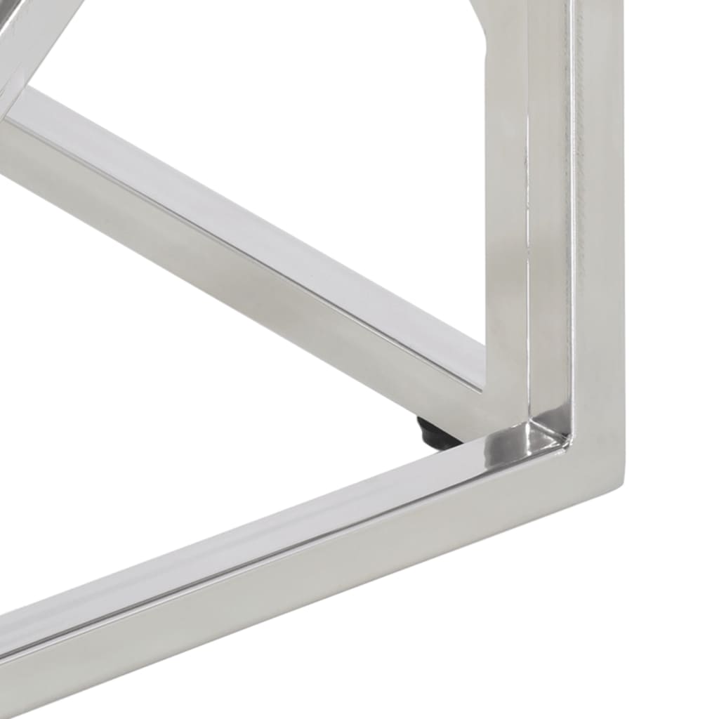 Stolik kawowy, srebrny, stal nierdzewna i szkło hartowane vidaXL - 6