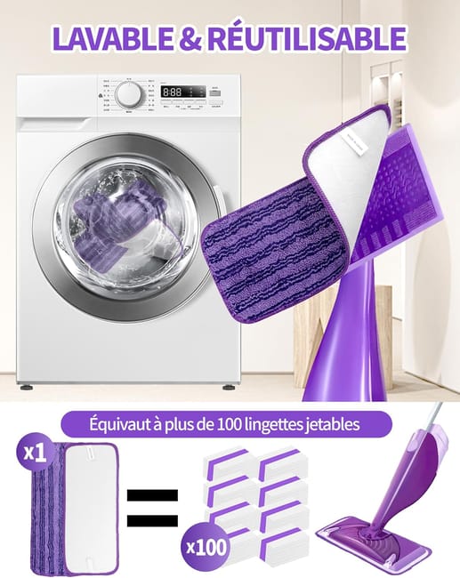 Paños de repuesto de microfibra reutilizables compatibles con Swiffer Wet Jet, paquete de 3 - 7