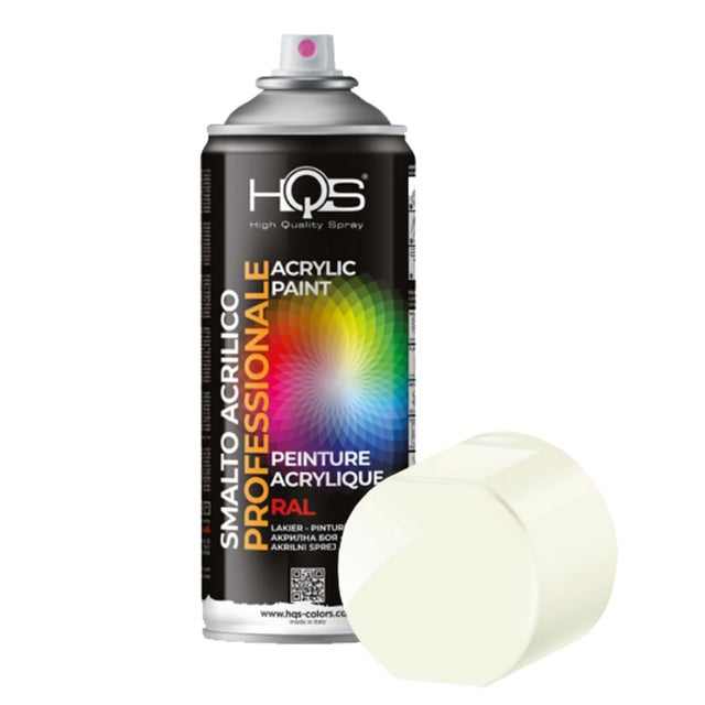 Bomboletta vernice spray smalto acrilico professionale ml.400 HQS colori RAL Colore RAL: RAL 9010 Bianco opaco -