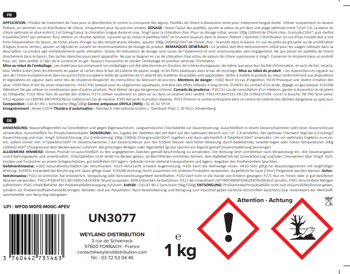 Chlore lent en pastilles de 20 g 1kg - Aqualyn Lot de 2 - 3