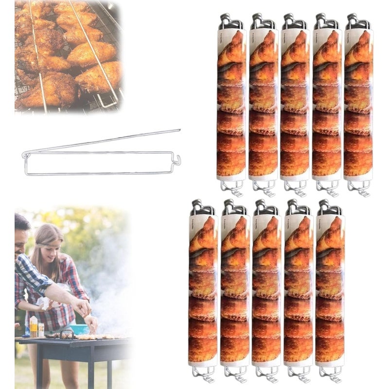 Widelec do grilla – widelec do grilla do skrzydełek kurczaka, ruszt do grilla do skrzydełek kurczaka, ruszt do grilla (10 sztuk)