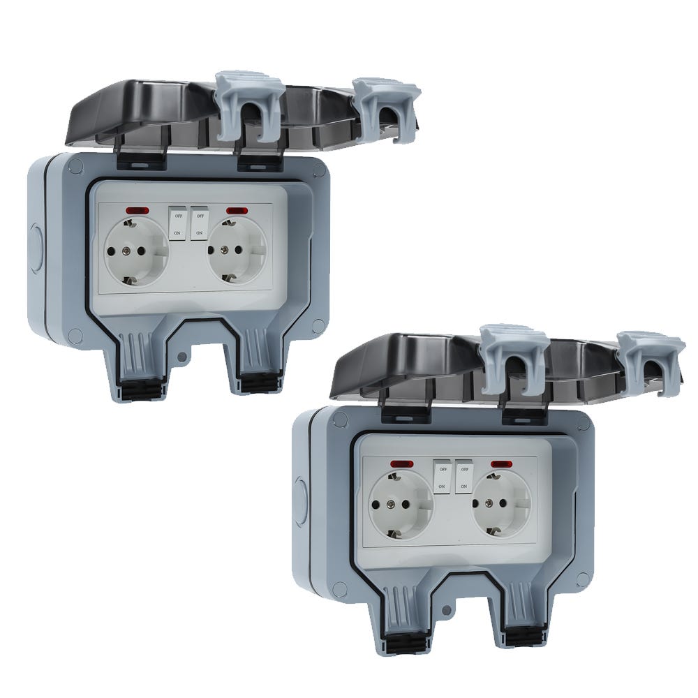 ENERLITES Prese per prese GFCI per esterni resistenti alle intemperie in uso extra resistente, 2 bande 15,5 cm H x 13,2 cm L x 6,3 cm P, IUC2V-D, copertura trasparente ENERLITES Prese per prese GFCI per esterni resistenti alle intemperie in uso extra resistente, 2 bande 15,5 cm H x 13,2 cm L x 6,3 cm P, IUC2V-D, copertura trasparente