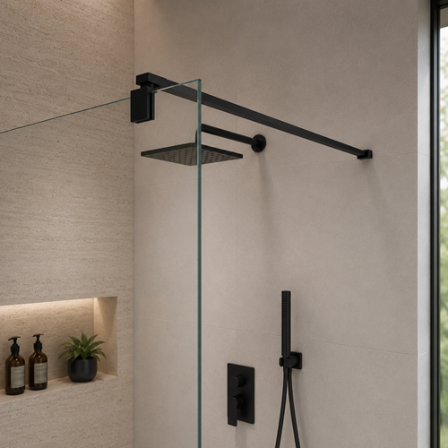 Ścianka prysznicowa WKT-100 Black walk-in 100x200, szkło transparentne 6mm, powłoka, czarny mat 1 szt. - 4