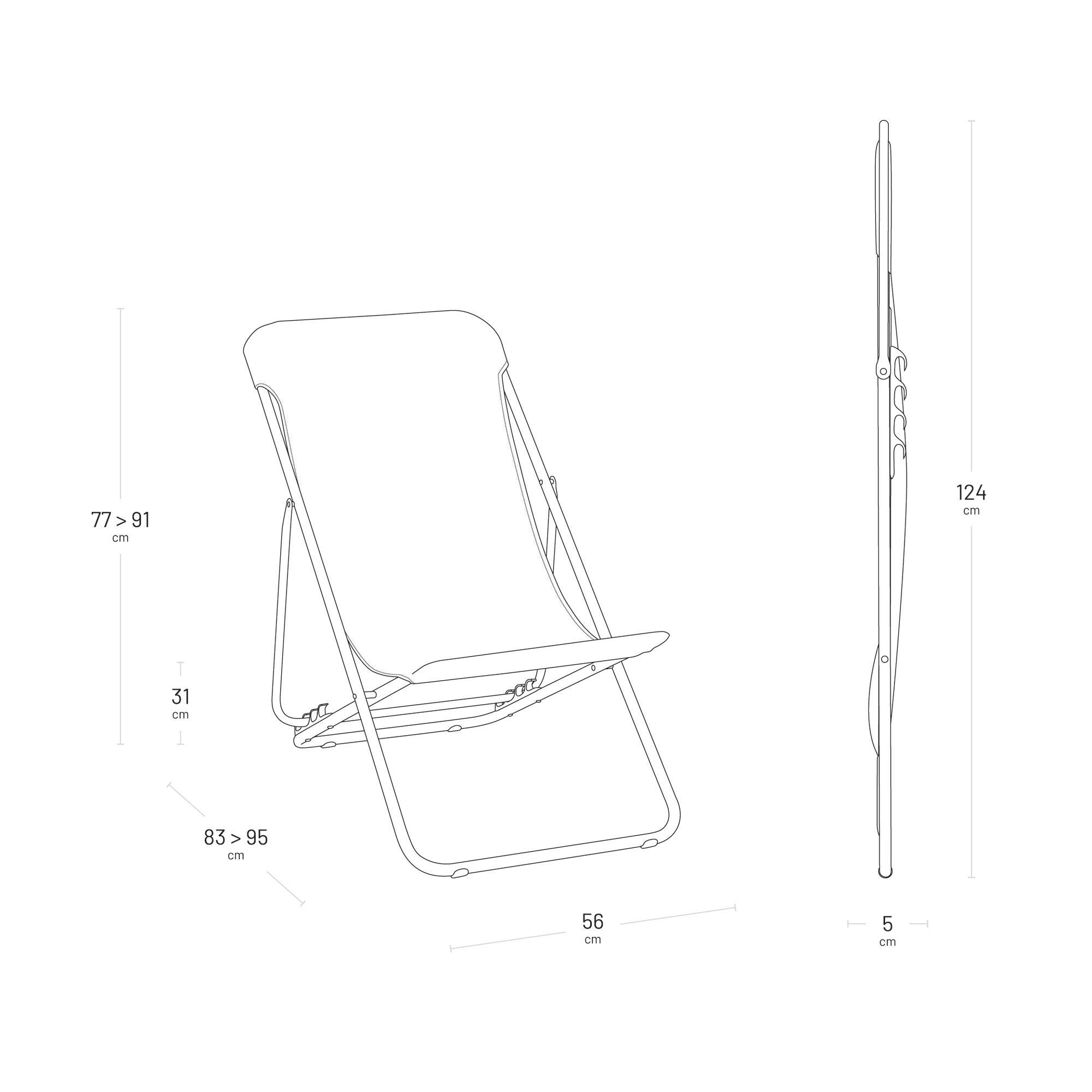 Transat jardin pliant multi-positions : Largeur 52 cm - TRANSATUBE 2 - 2
