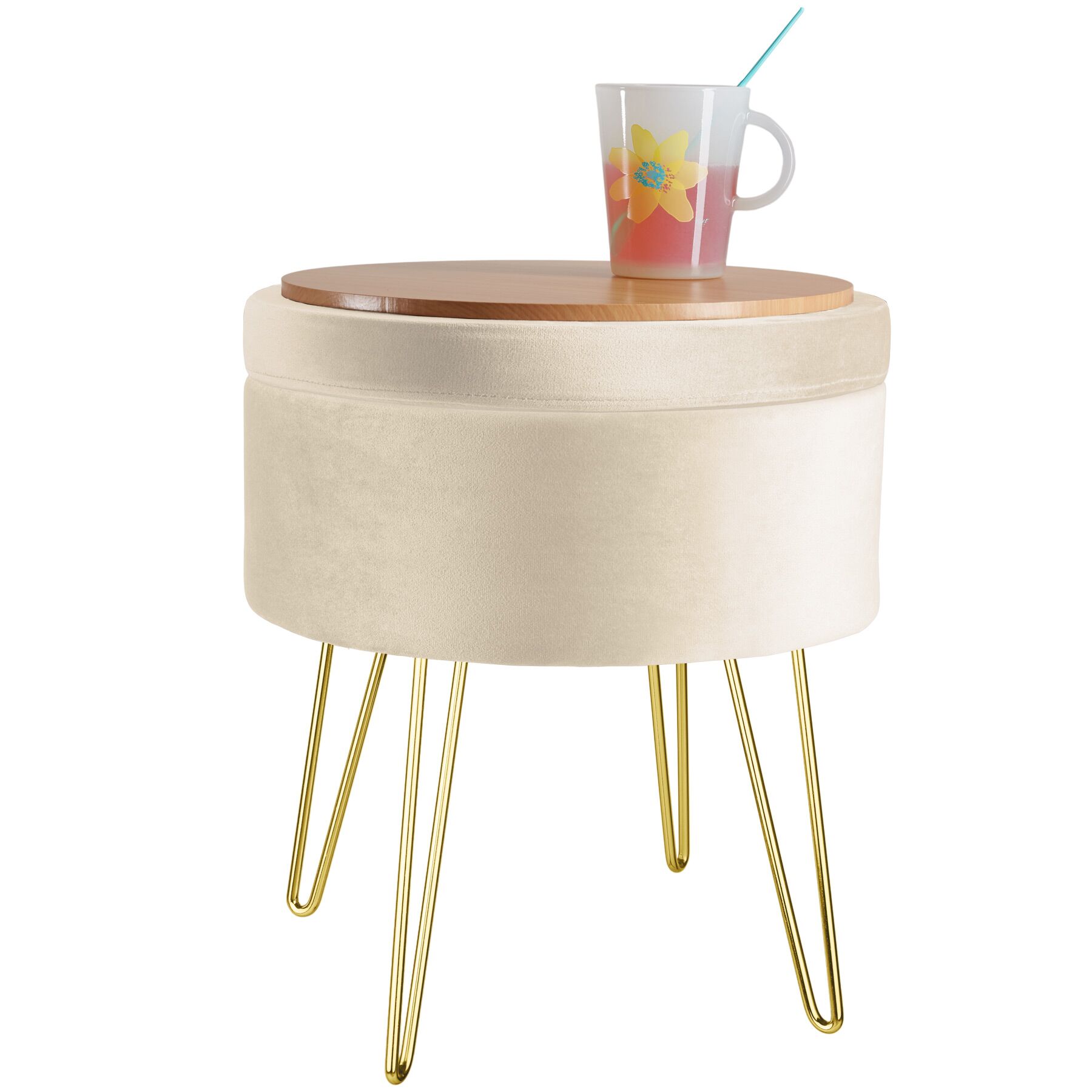 Tabouret avec espace de rangement en bois MDF aspect velours TECTAKE - 4