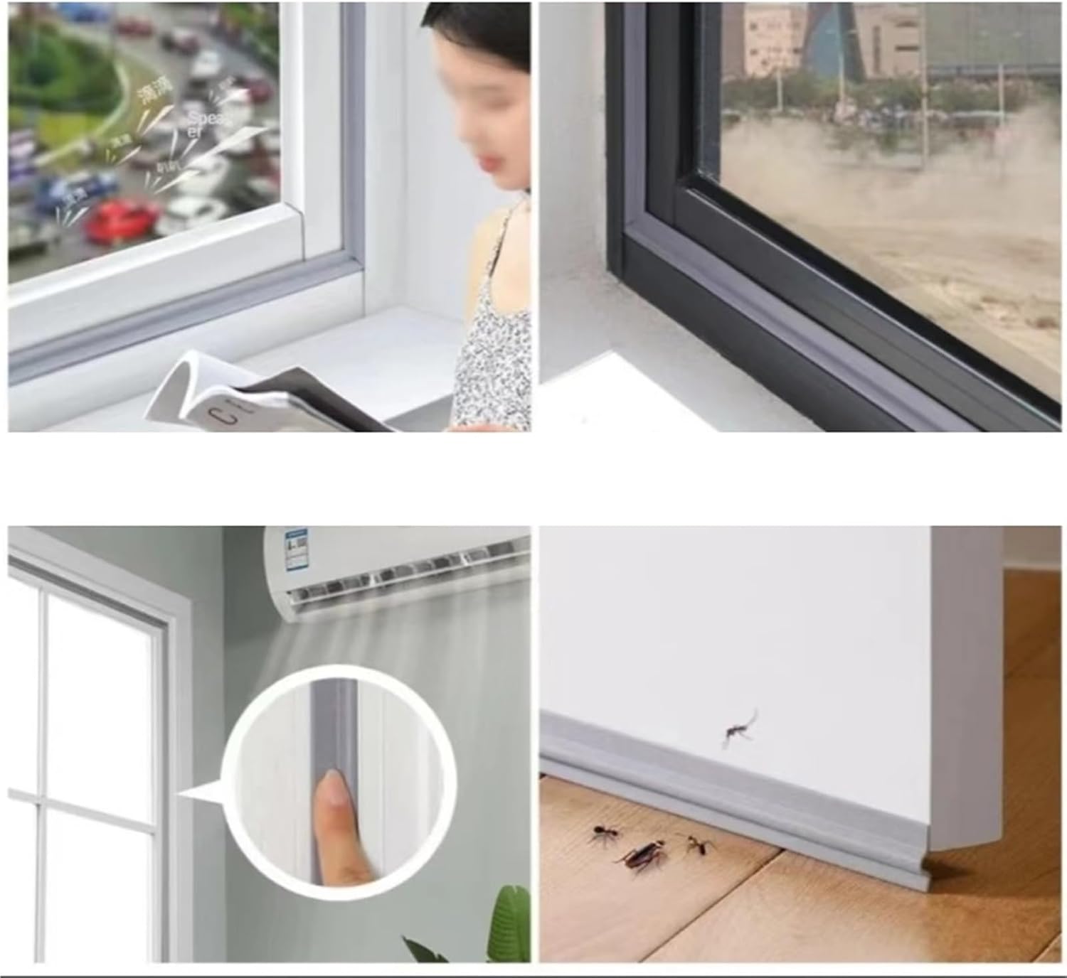 Junta de ventana, junta de ventana corredera, doble hibernación, junta de ventana estanca, gris (6 metros) - 8